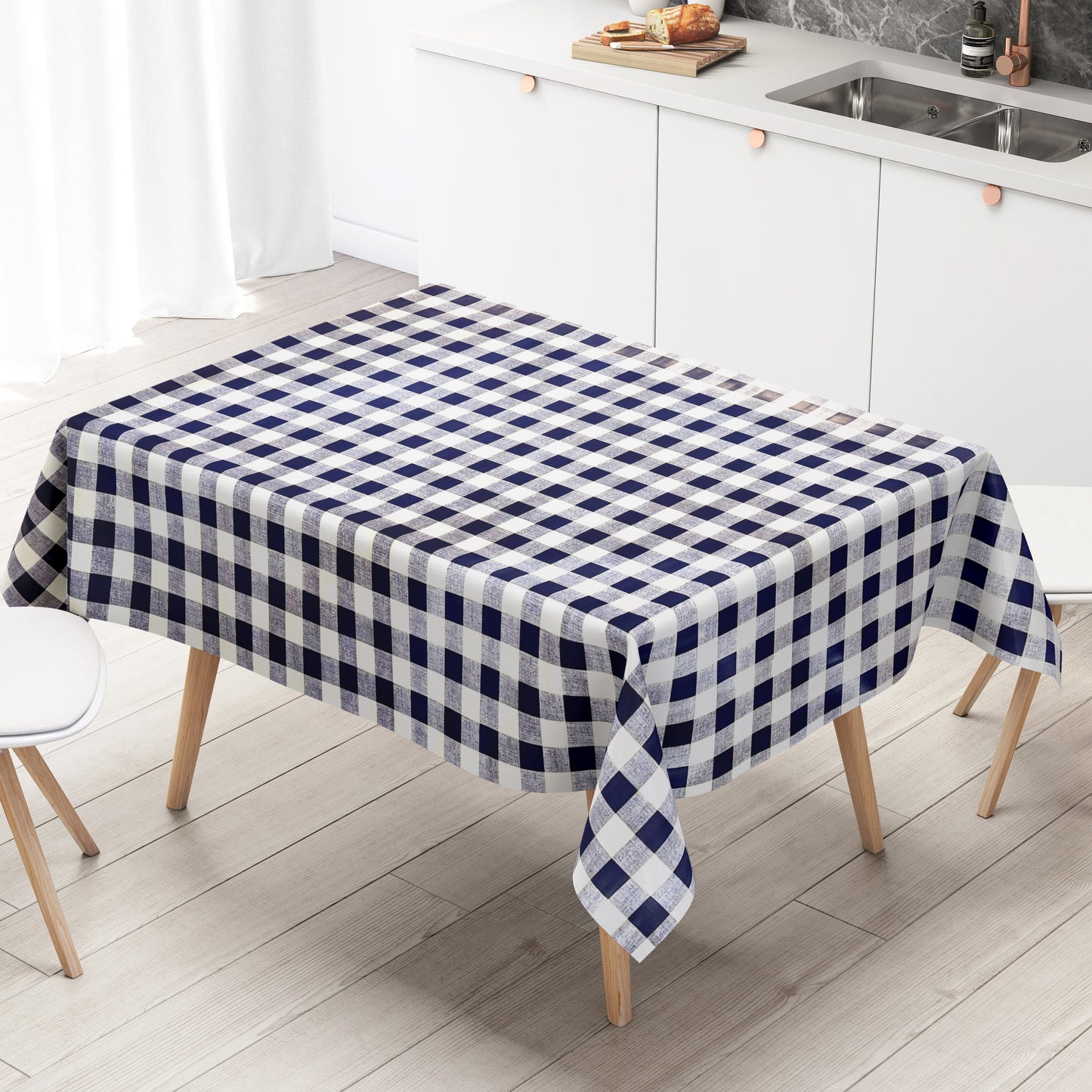 Wachstuch Tischdecke kariert marineblau