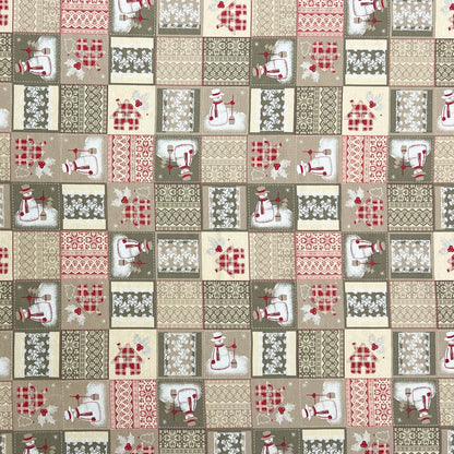Cotton tablecloth Christmas Advent ACEVINHO C-101 beige snowman classic square round oval