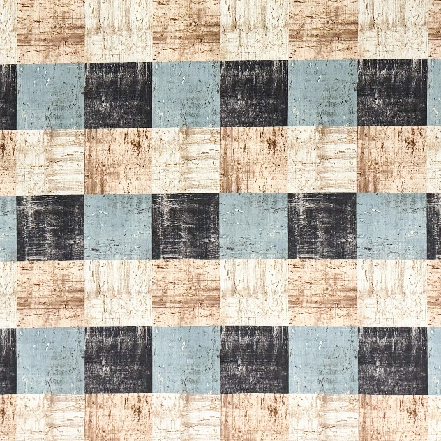 Baumwoll Tischdecke Quadrate blau beige