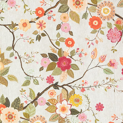 Jacquard Tischdecke aus beschichteter Baumwolle mit Fleckenschutz AMA05 beige retro Blumen  eckig rund oval
