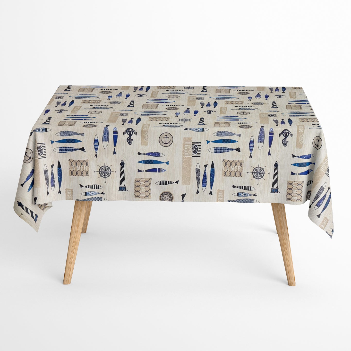 Baumwoll Tischdecke Holz maritim