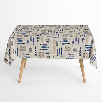 Baumwoll Tischdecke Holz maritim