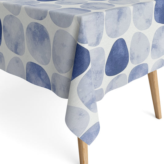 Baumwoll Tischdecke blaue Steine