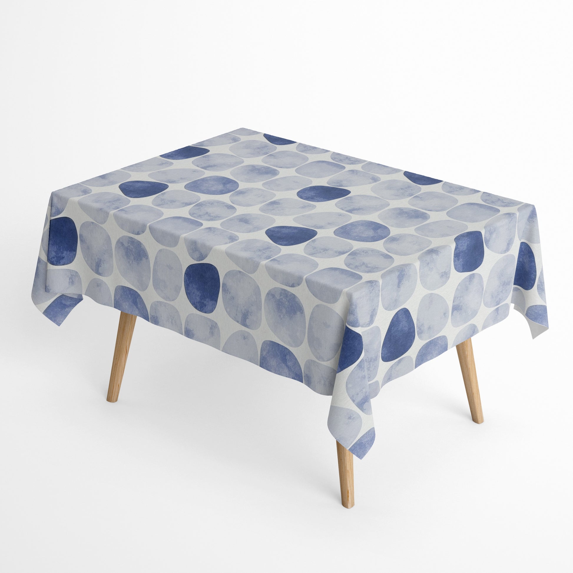 Baumwoll Tischdecke blaue Steine