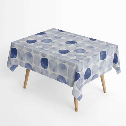 Baumwoll Tischdecke blaue Steine