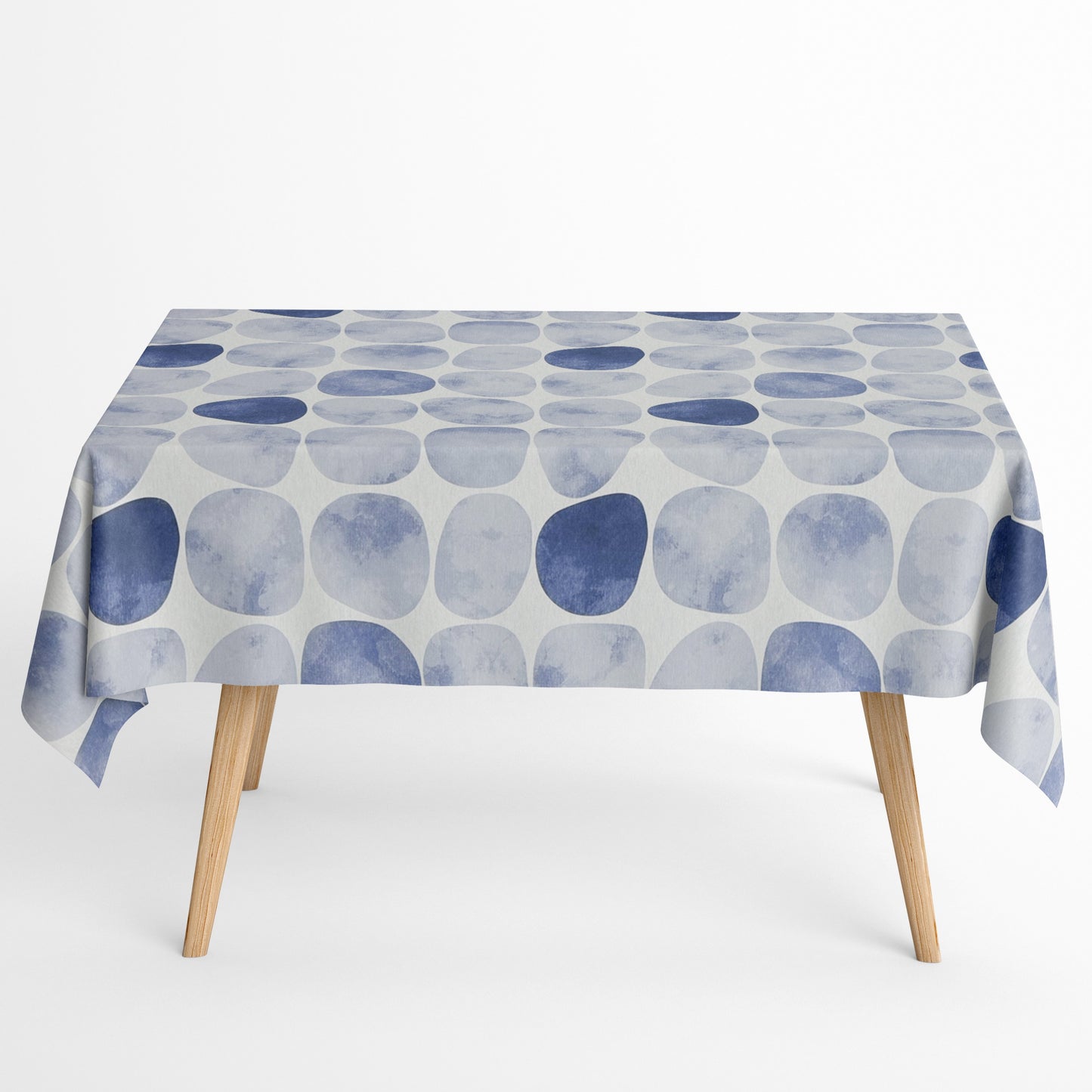 Baumwoll Tischdecke blaue Steine