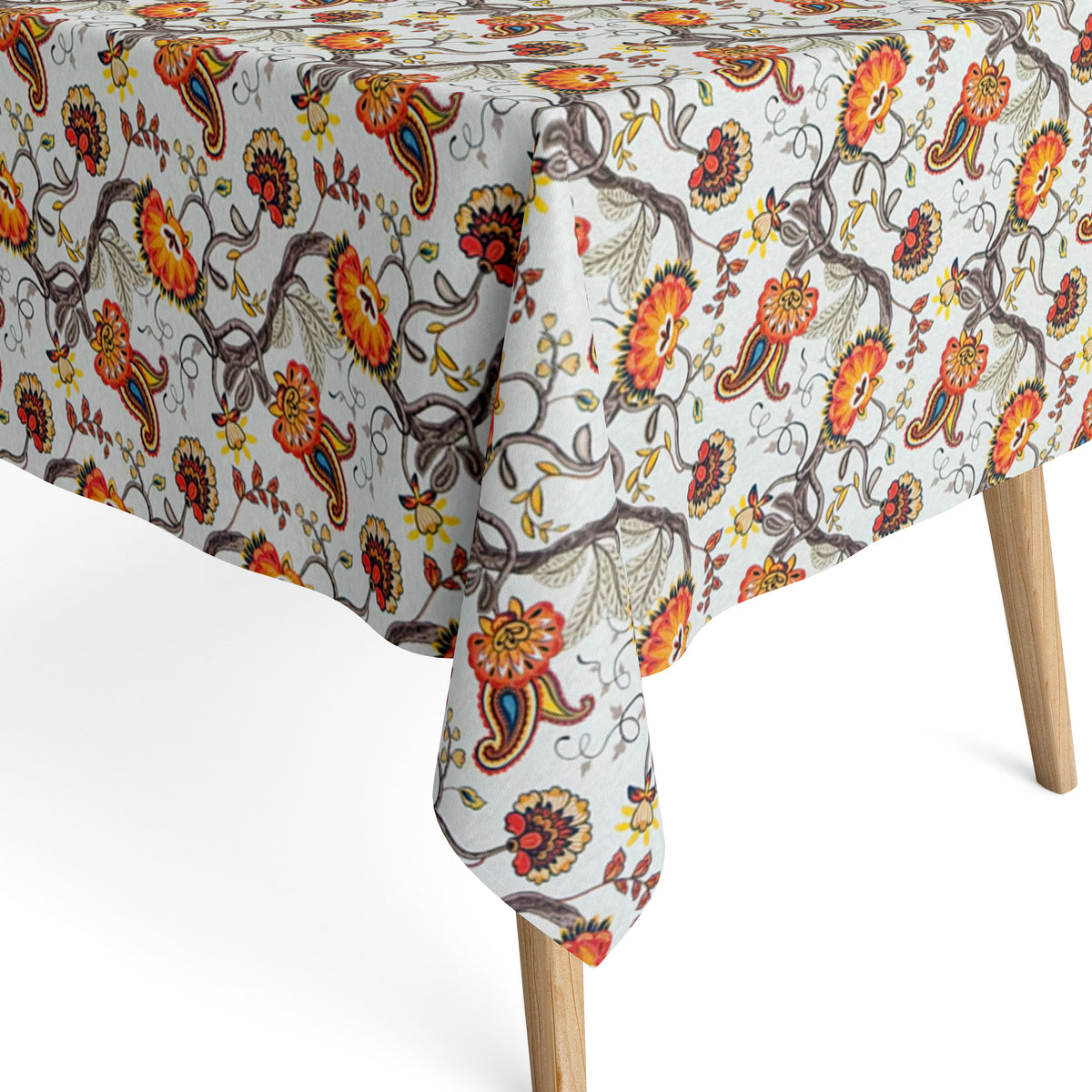 fleckenabweisende beschichtete Baumwoll Tischdecke Boho in beige