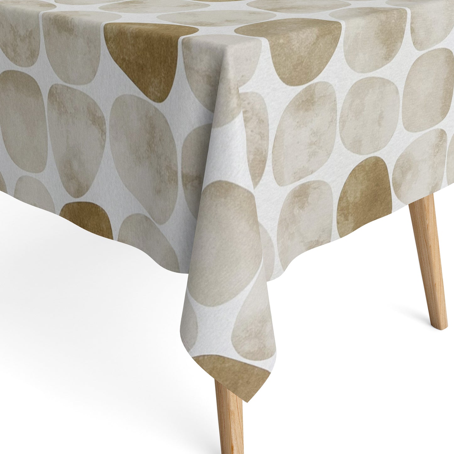 Baumwoll Tischdecke Steine beige