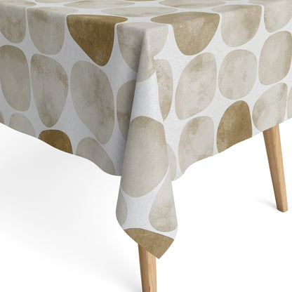 Baumwoll Tischdecke Steine beige