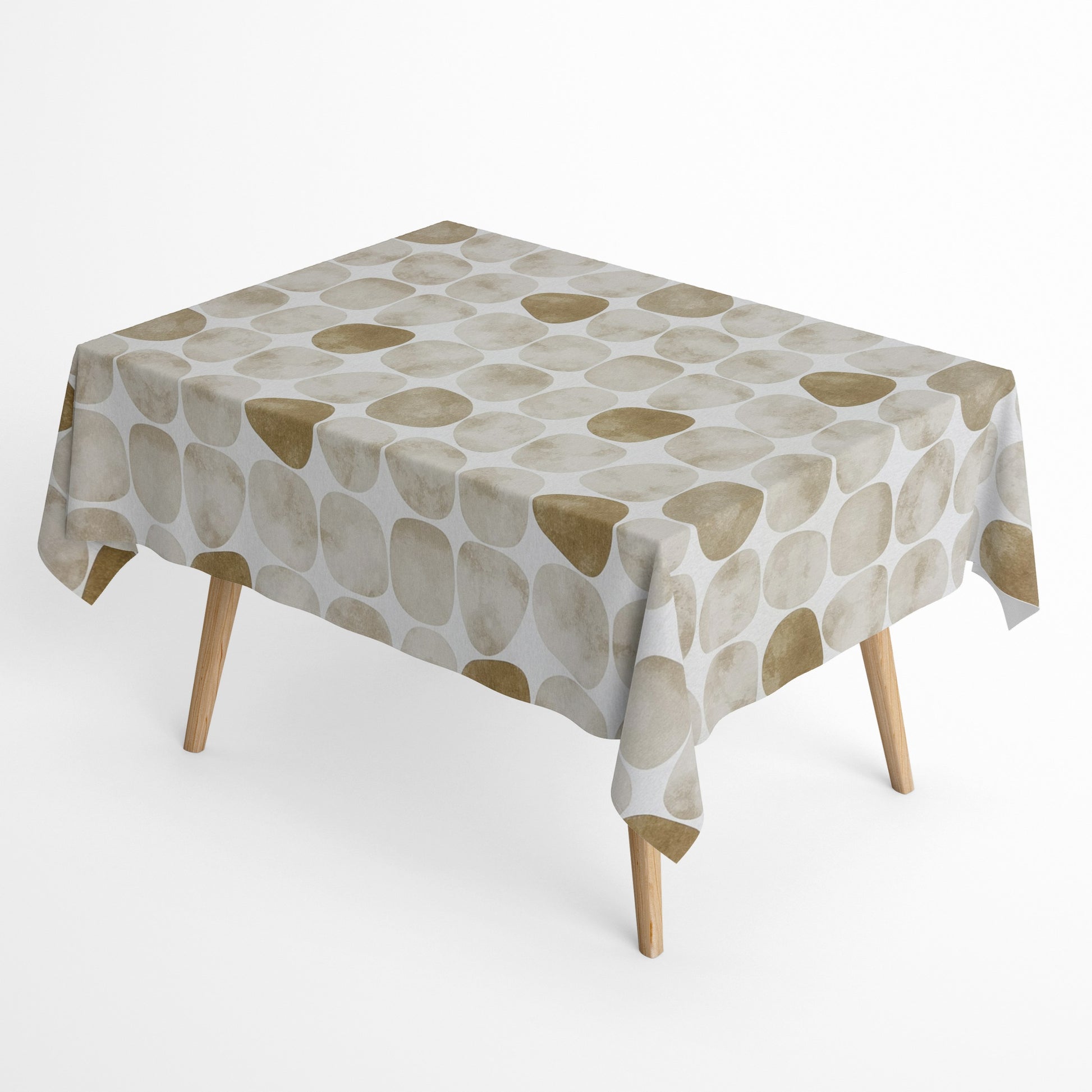 Baumwoll Tischdecke Steine beige