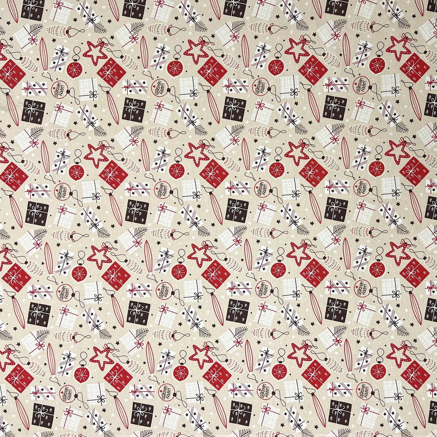 Cotton tablecloth Christmas Advent ARSONA C-198 beige Christmas balls square round oval
