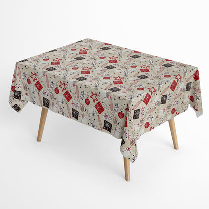 Cotton tablecloth Christmas Advent ARSONA C-198 beige Christmas balls square round oval