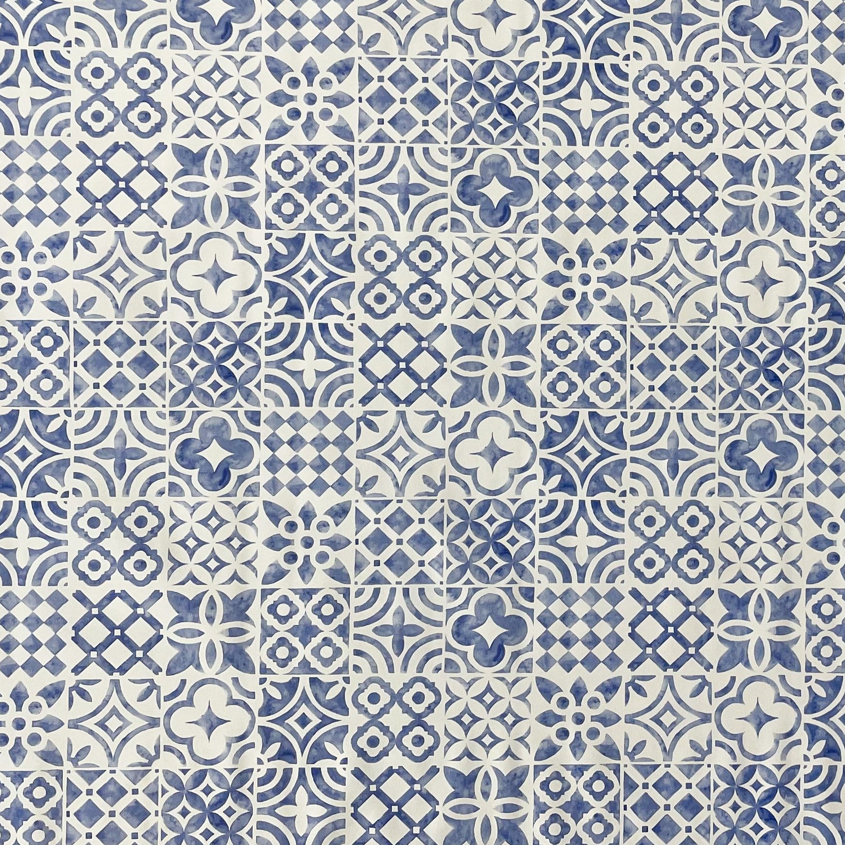 Wachstuch Tischdecke Mykonos Fliesen blau