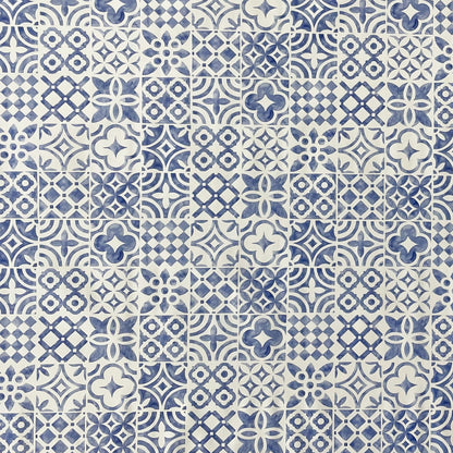 Wachstuch Tischdecke Mykonos Fliesen blau