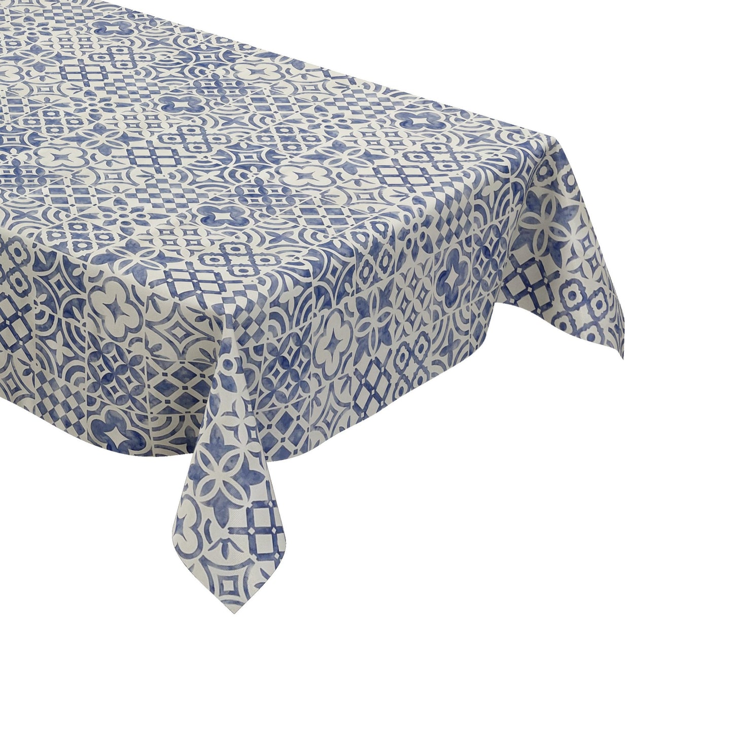 Wachstuch Tischdecke Mykonos Fliesen blau