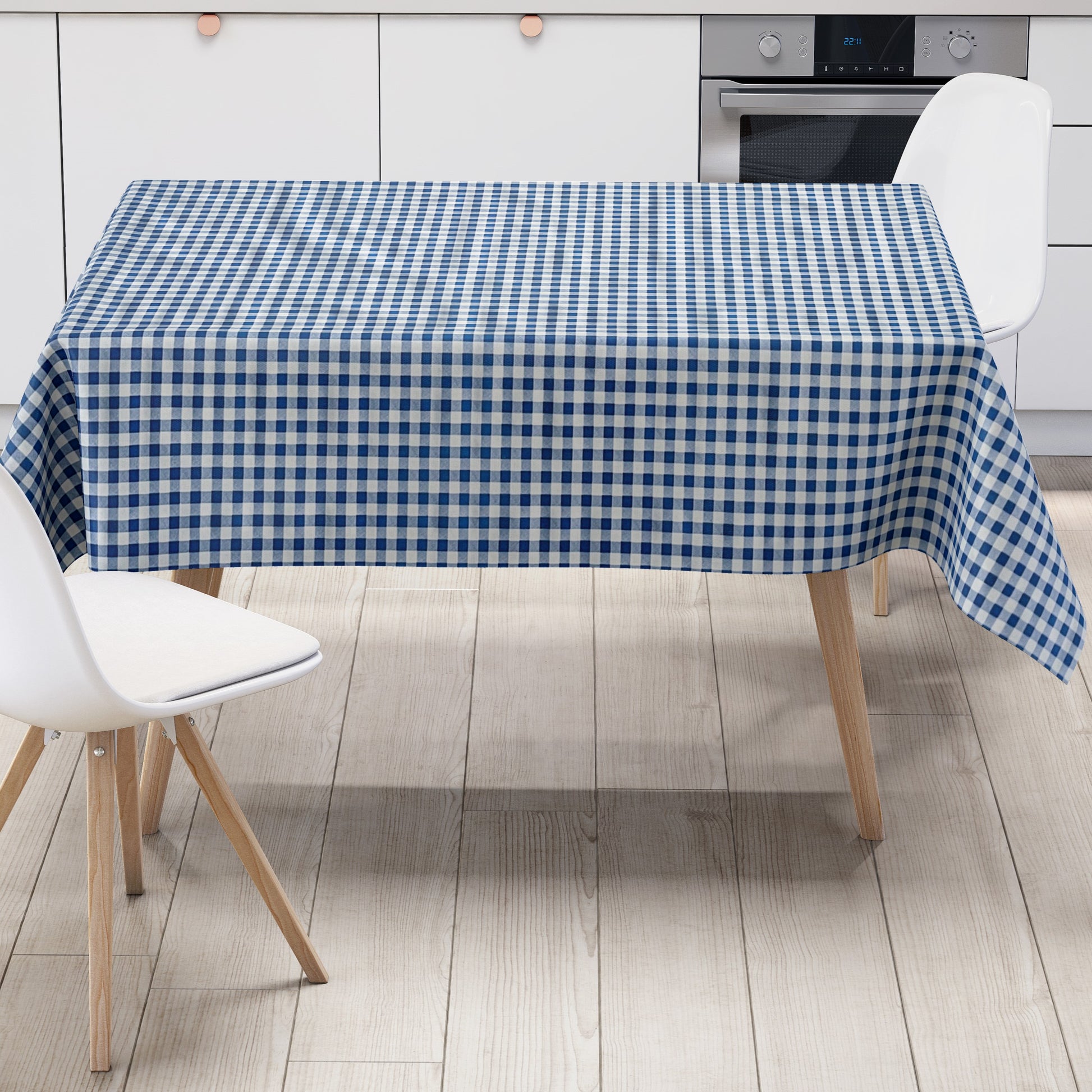 Wachstuch Tischdecke kariert blau