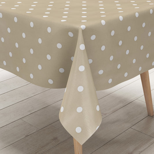 Wachstuch Tischdecke Punkte beige