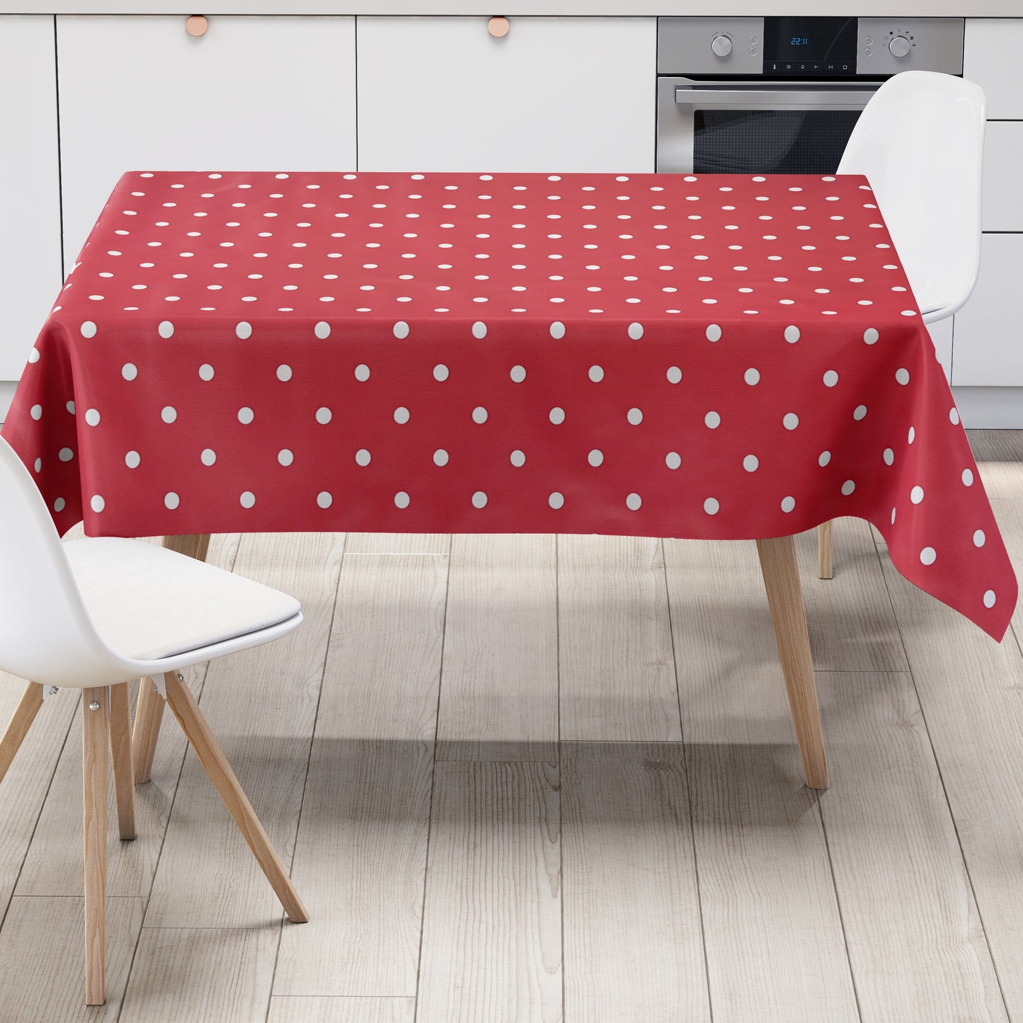 Wachstuch Tischdecke Punkte rot