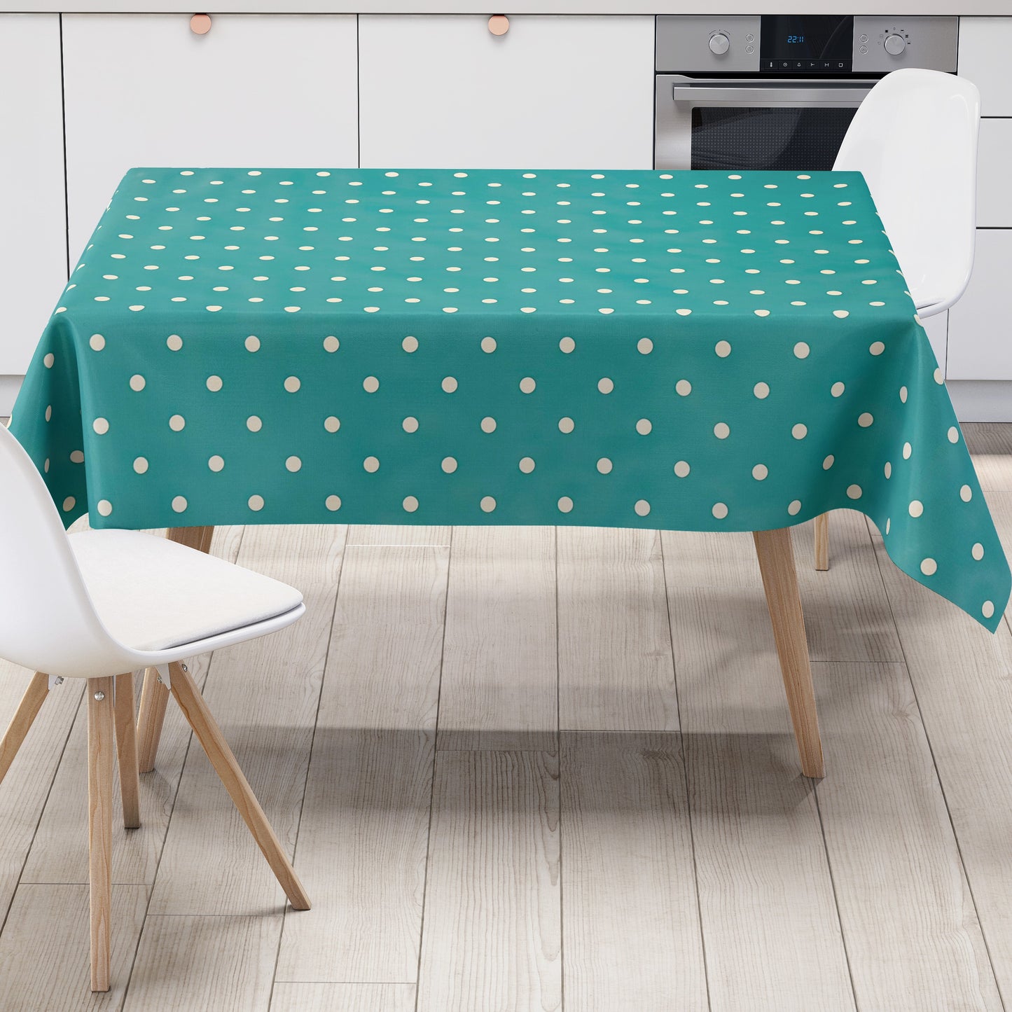Wachstuch Tischdecke Pukte türkis