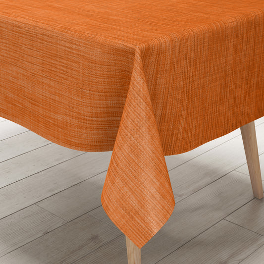 Wachstuch Tischdecke orange Leinenoptik