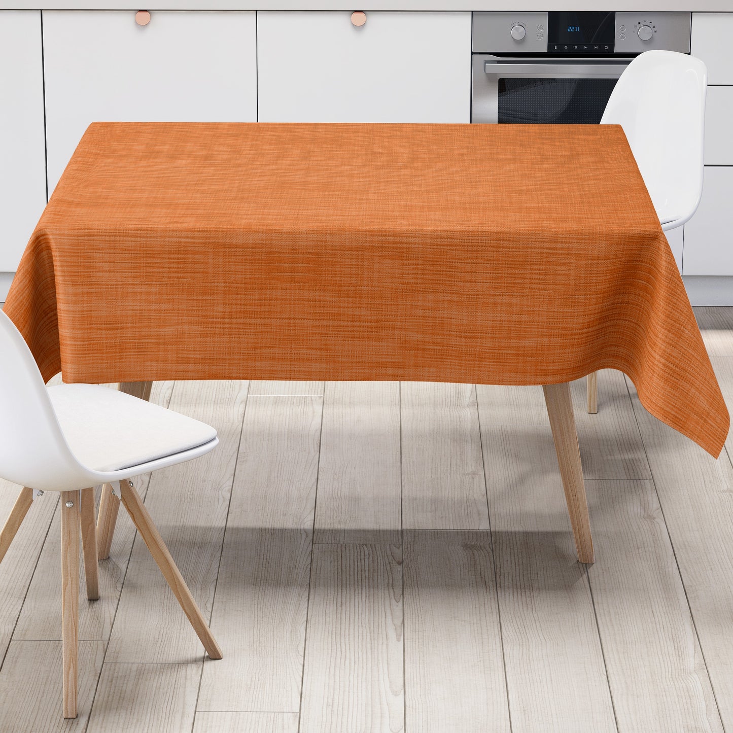 Wachstuch Tischdecke orange Leinenoptik