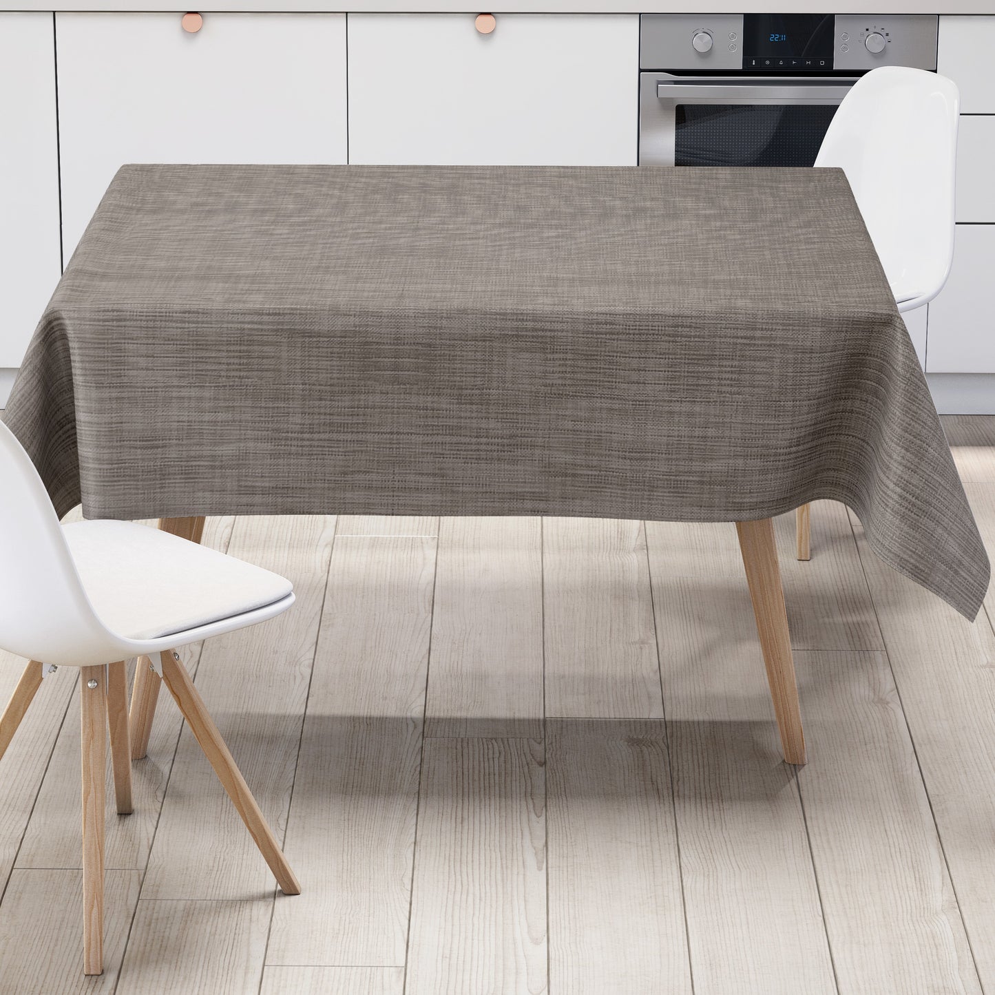 Wachstuch Tischdecke Leinenoptik graubraun