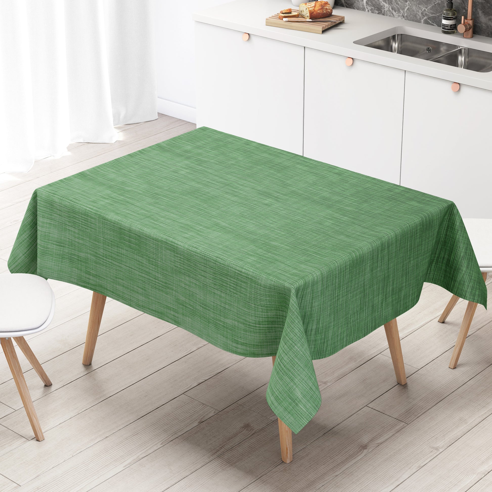 Wachstuch Tischdecke Leinenoptik grün