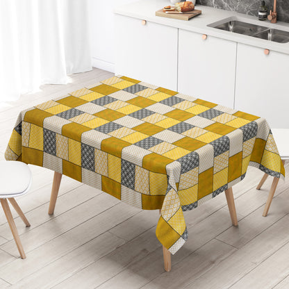 Wachstuch Tischdecke curry gelb quadrate