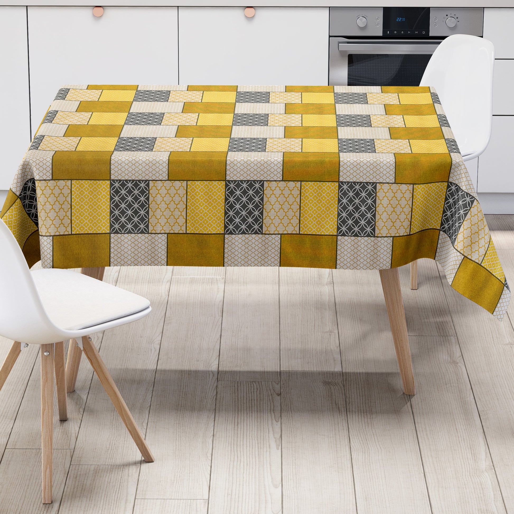 Wachstuch Tischdecke curry gelb quadrate