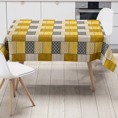 Wachstuch Tischdecke curry gelb quadrate