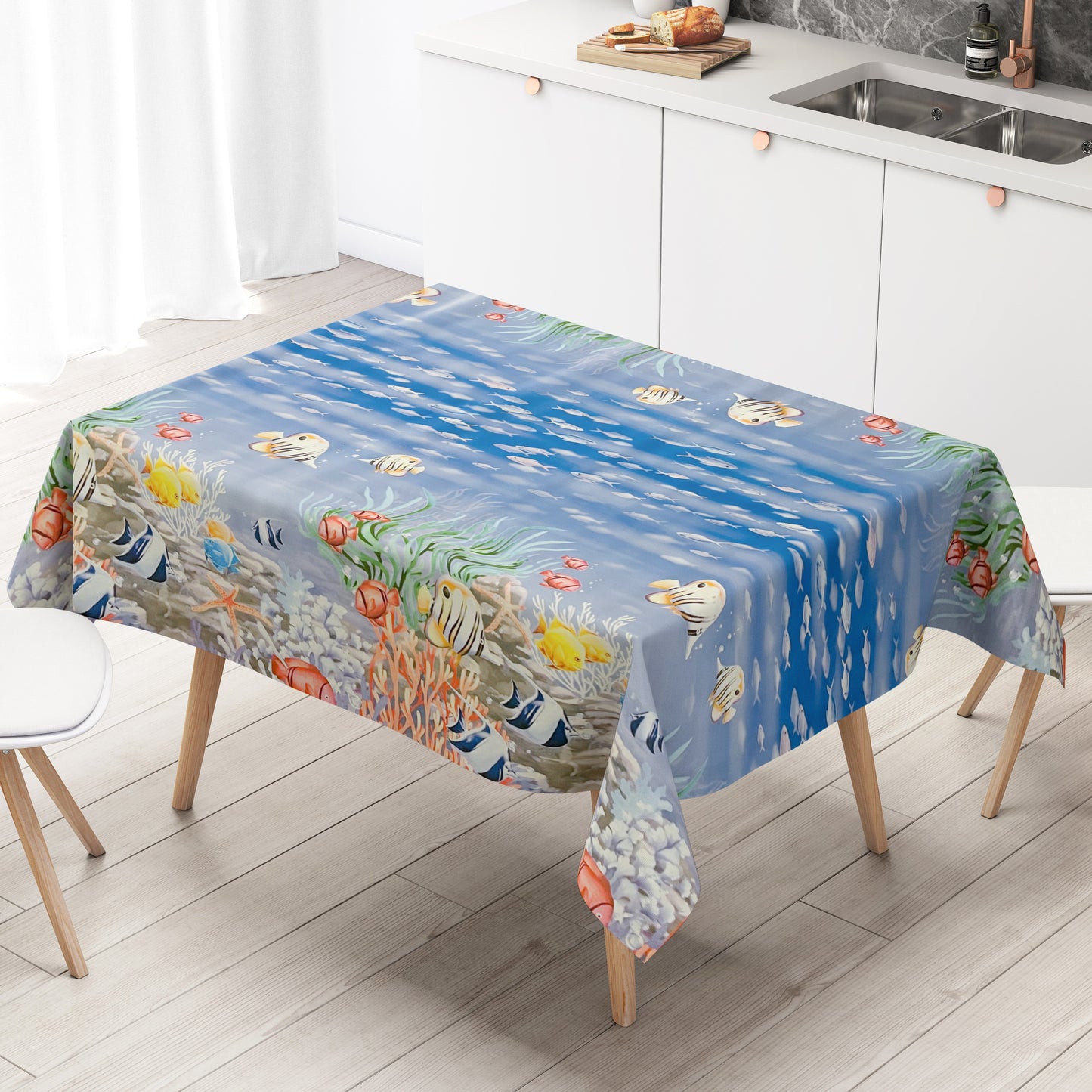 Oilcloth tablecloth sold by the meter 01301-00 Easter Easter Bunny Tulips square round oval