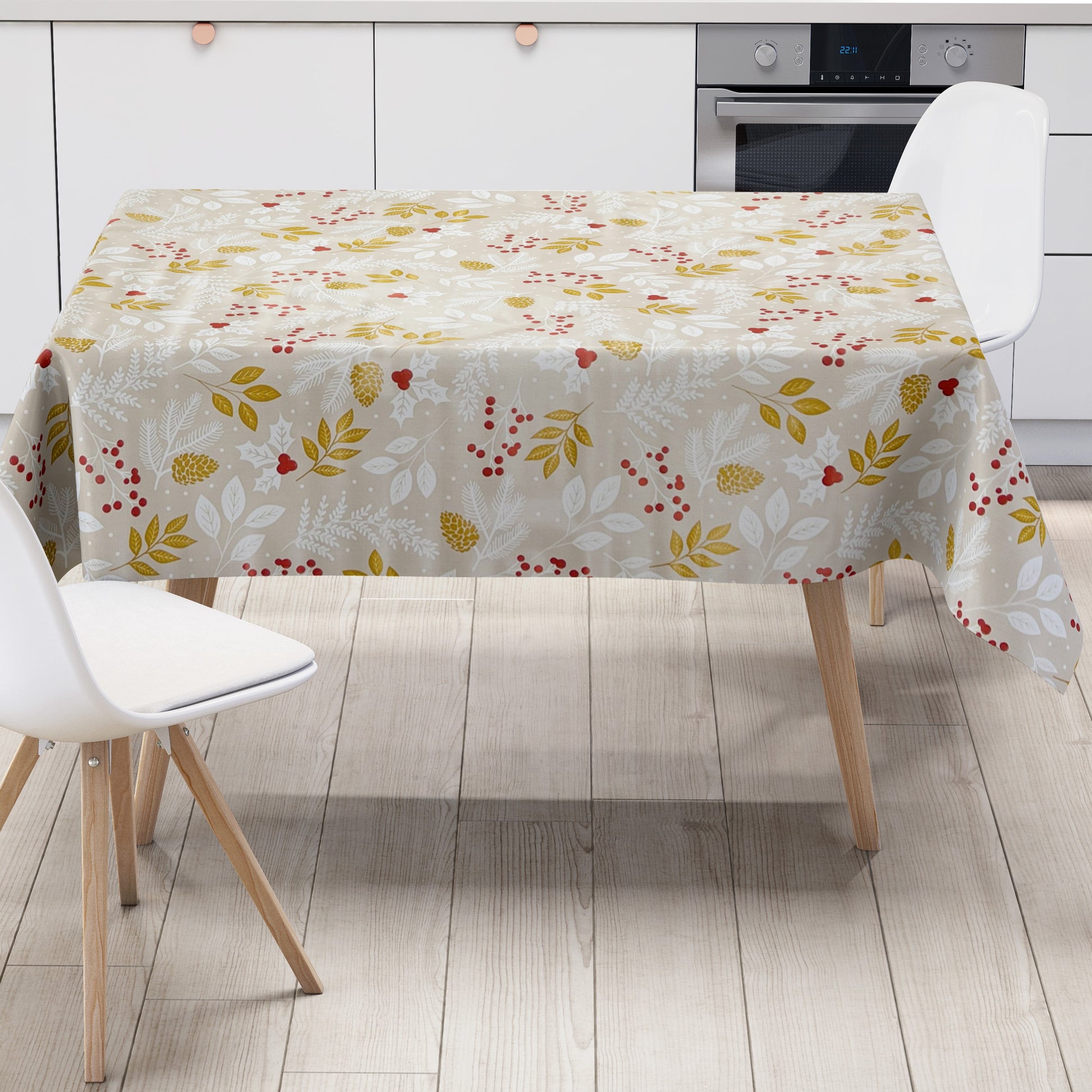 Wachstuch Tischdecke Weihnachten beige