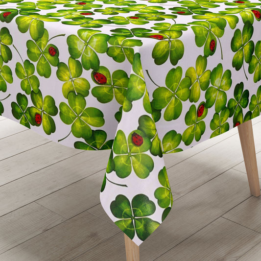 Oilcloth roll sold by the meter F100 clover ladybird clover leaves