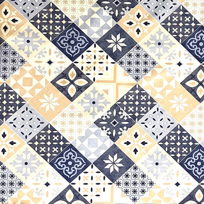 Wachstuch Tischdecke B4034-01 blau beige Mosaik Fliesen Porto eckig rund oval