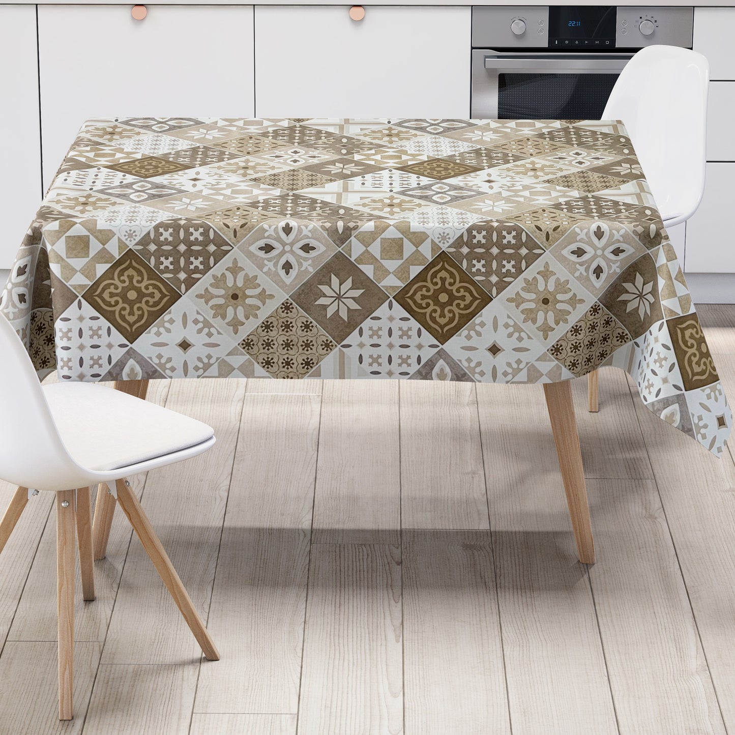 Wachstuch Tischdecke Moasik braun beige