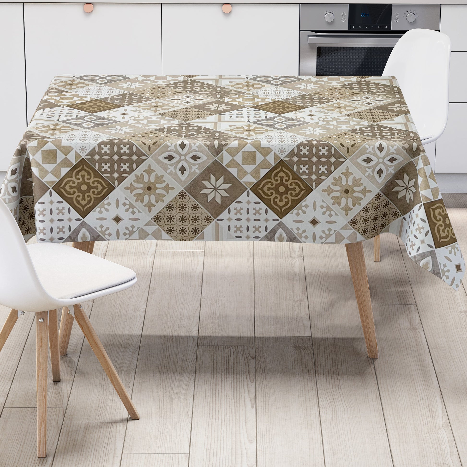 Wachstuch Tischdecke Moasik braun beige
