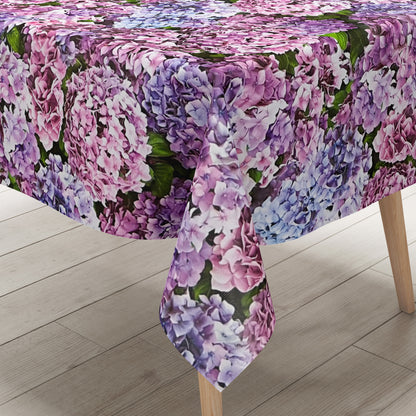Nappe en toile cirée B4049-01 Hortensias Mer de Fleurs carrée ronde ovale vendue au mètre