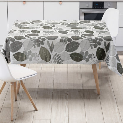 Wachstuch Tischdecke Blätter grau