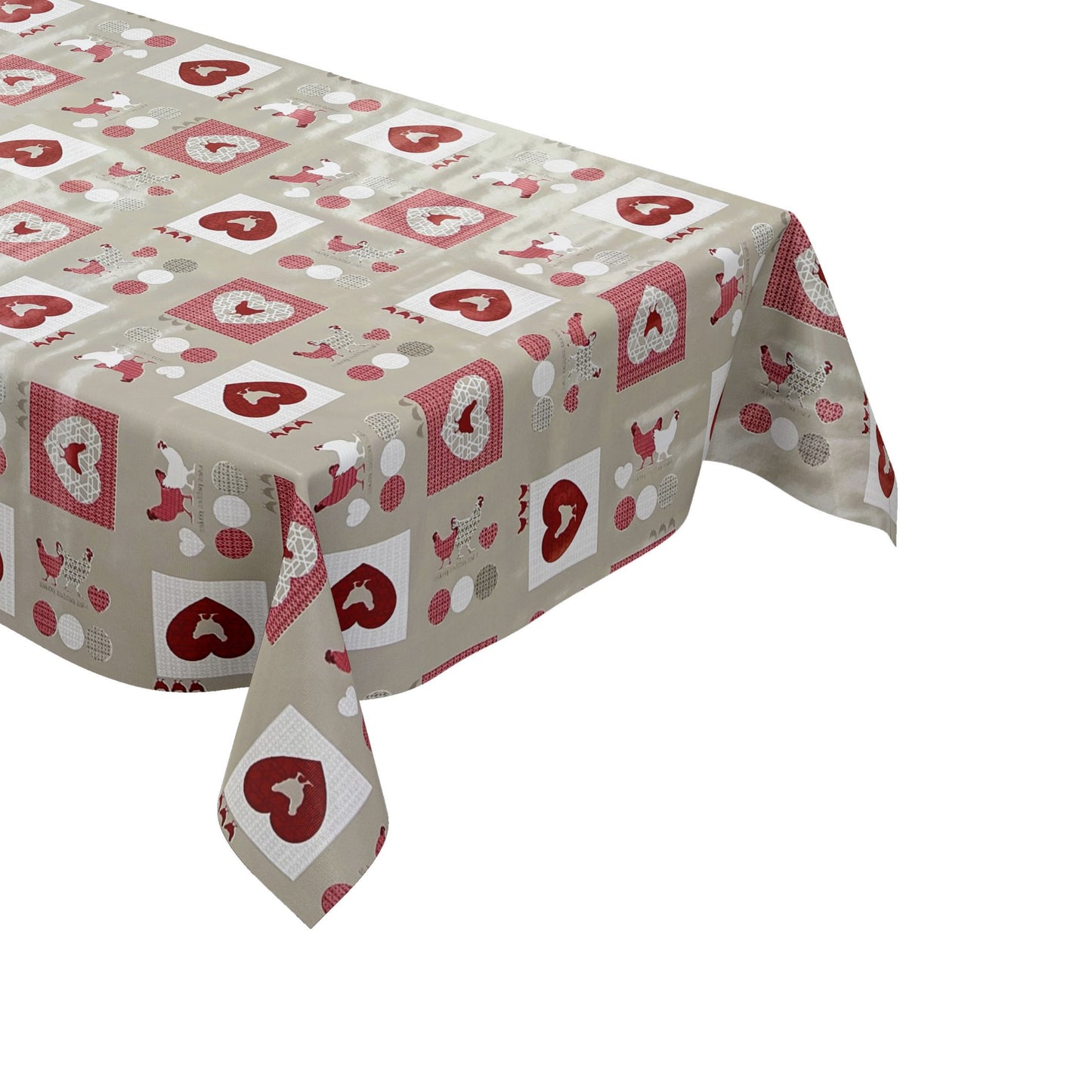 Rouleau de toile cirée ARTICLES SPÉCIAUX Cœurs de poulet rouge gris B5009-01 Rouleau de marchandises