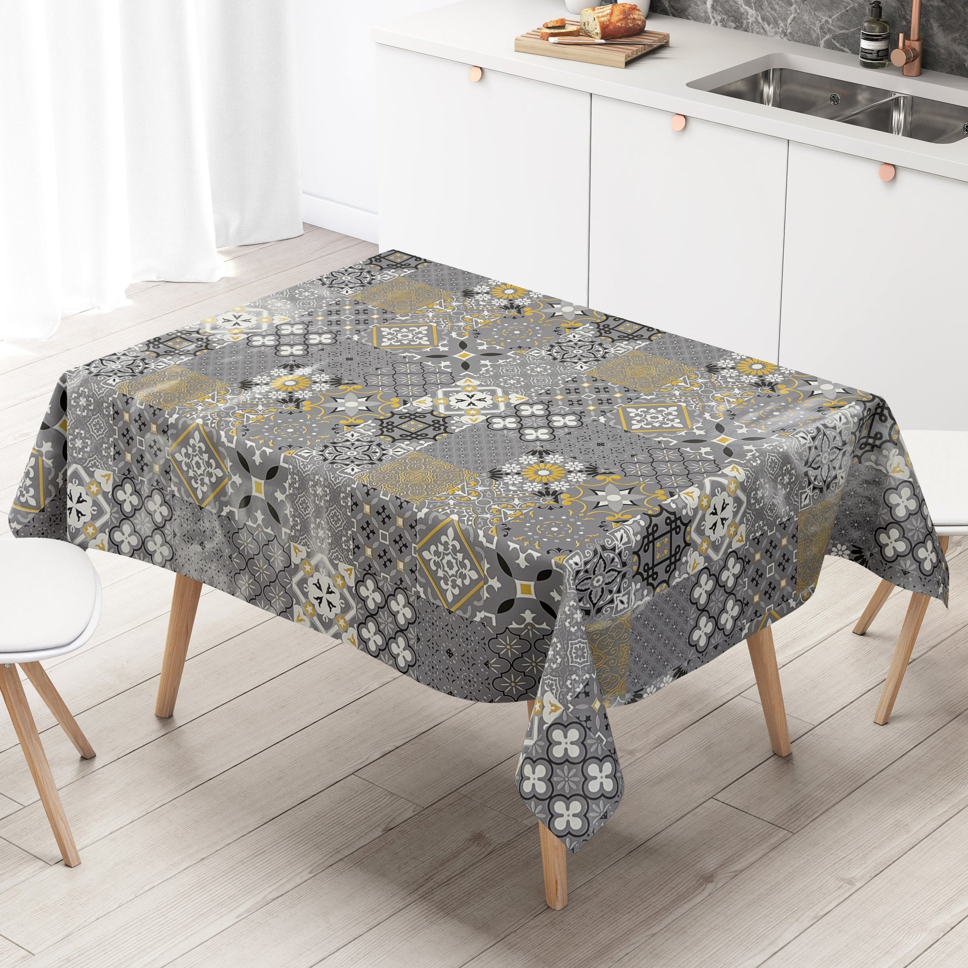 Wachstuch Tischdecke Mosaik grau