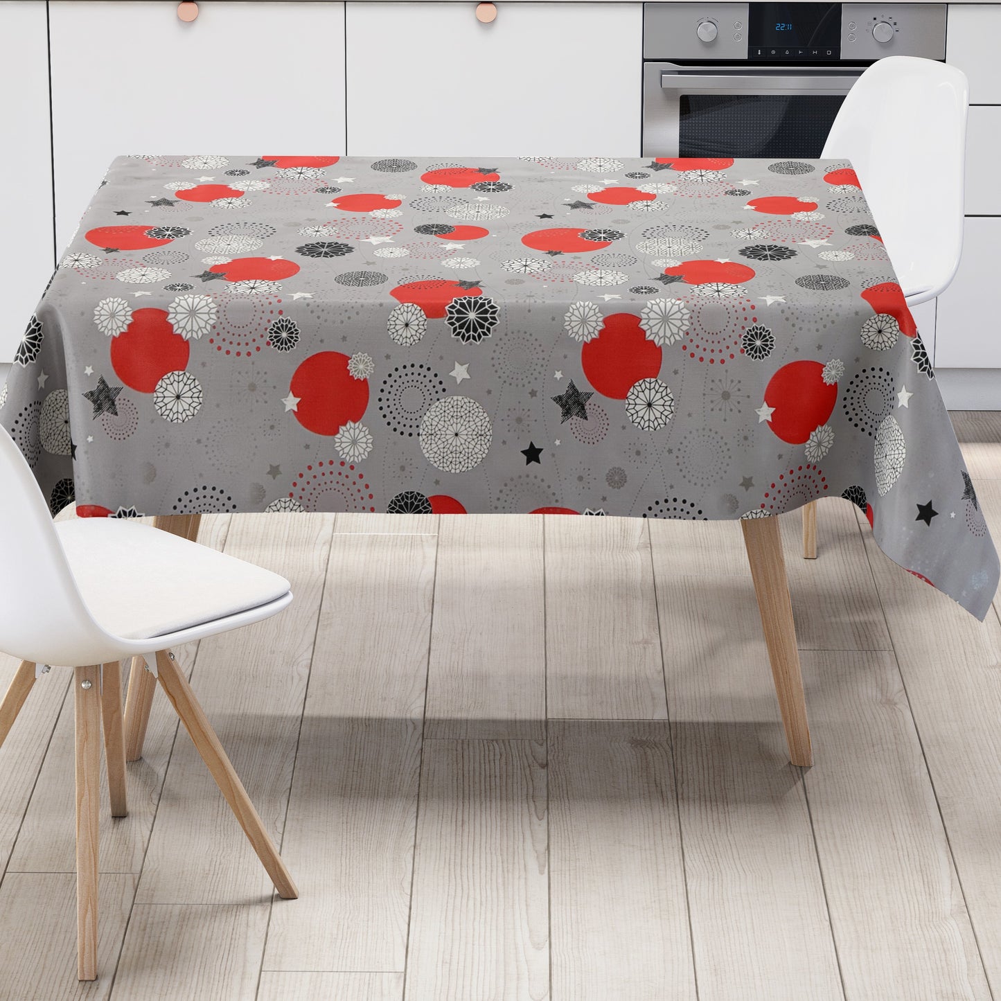 Wachstuch Tischdecke Weihnachten grau