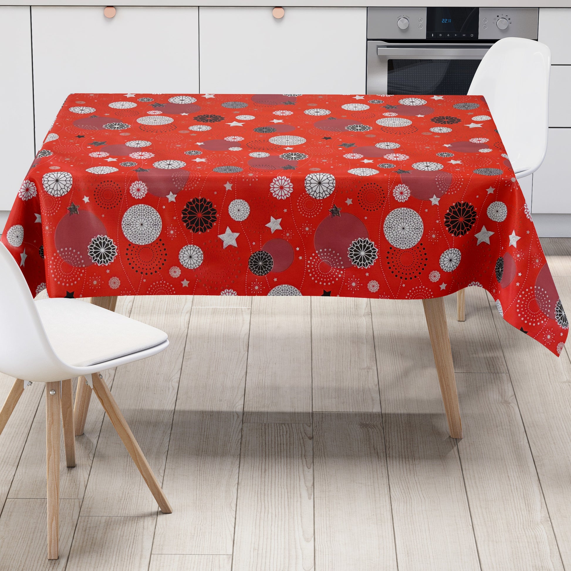 Wachstuch Tischdecke Weihnachten rot