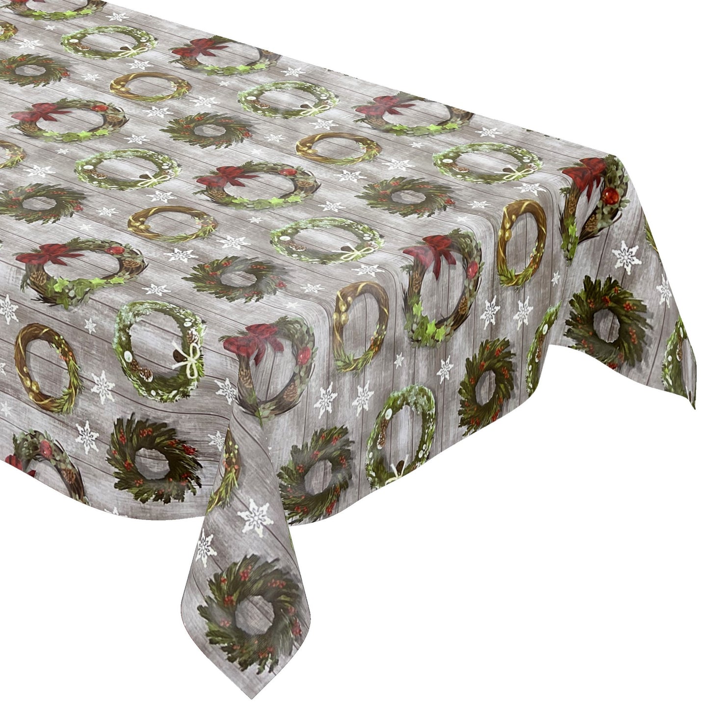 Wachstuch Rolle Weihnachten B5041-01 Weihnachtskranz auf Holz Rollenware