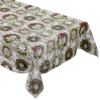 Wachstuch Rolle Weihnachten B5041-01 Weihnachtskranz auf Holz Rollenware