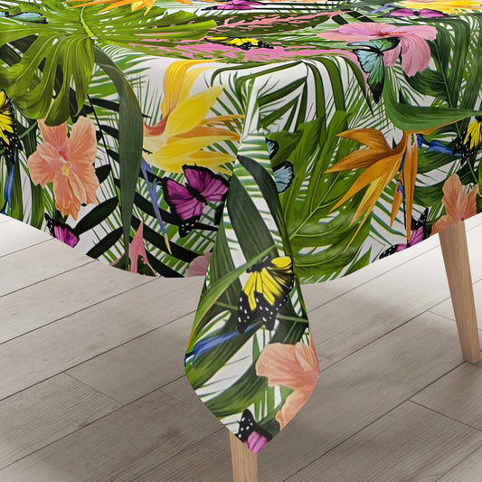 Oilcloth roll sold by the meter B5044-01 Jungle Monstera on white