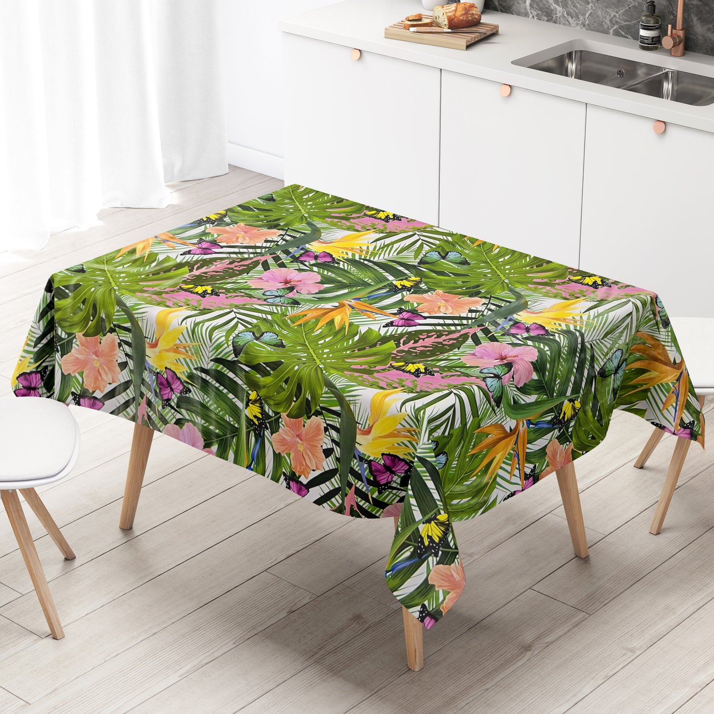 Wachstuch Rolle Meterware Rollenware B5044-01 Dschungel Monstera auf weiß