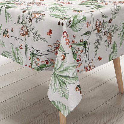 Nappe en toile cirée gaufrée B5067-02 Noël Hiver houx pommes de pin carré rond ovale
