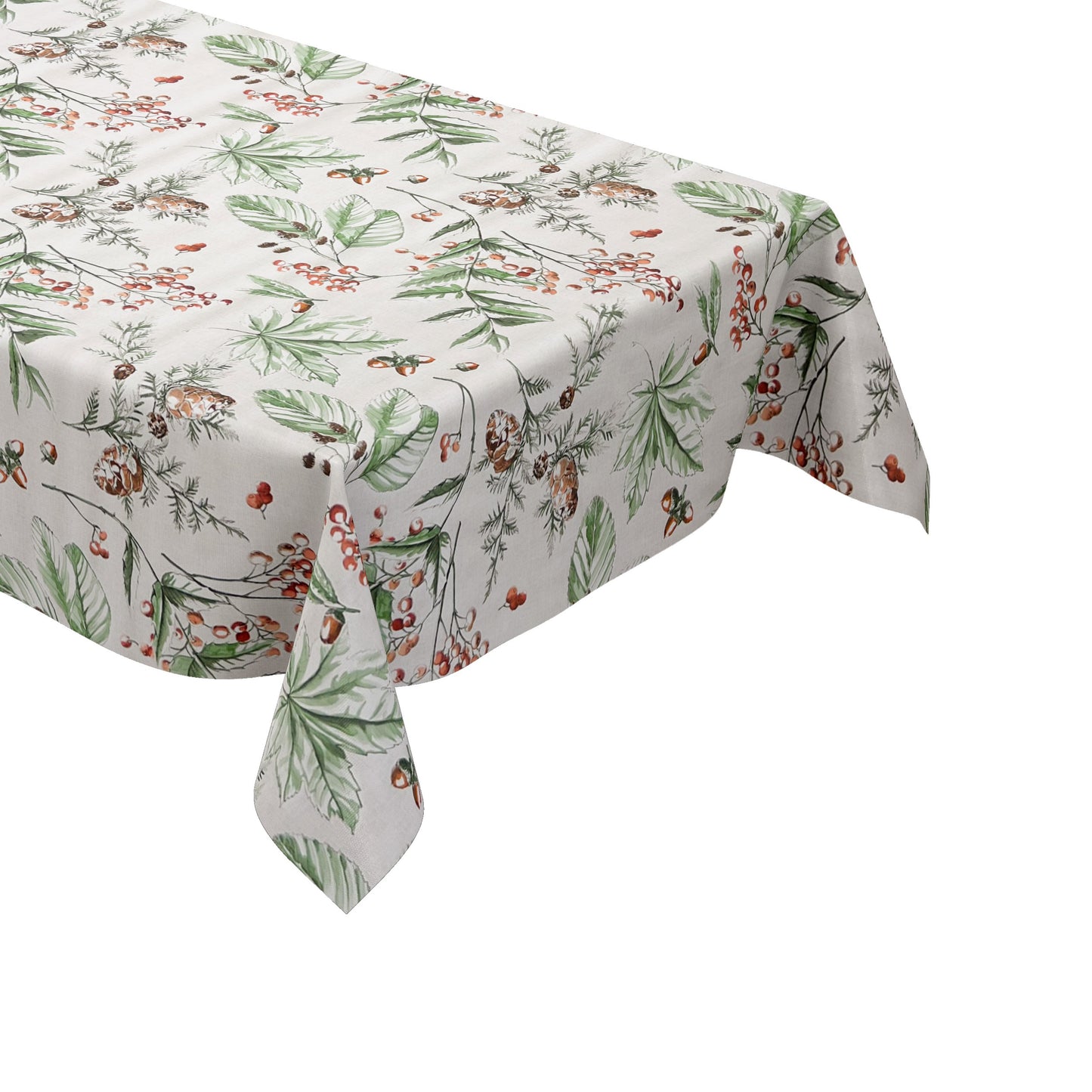 Nappe en toile cirée gaufrée B5067-02 Noël Hiver houx pommes de pin carré rond ovale