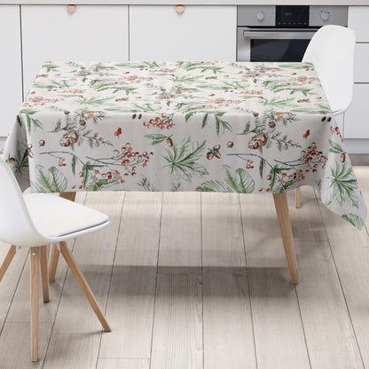 Nappe en toile cirée gaufrée B5067-02 Noël Hiver houx pommes de pin carré rond ovale