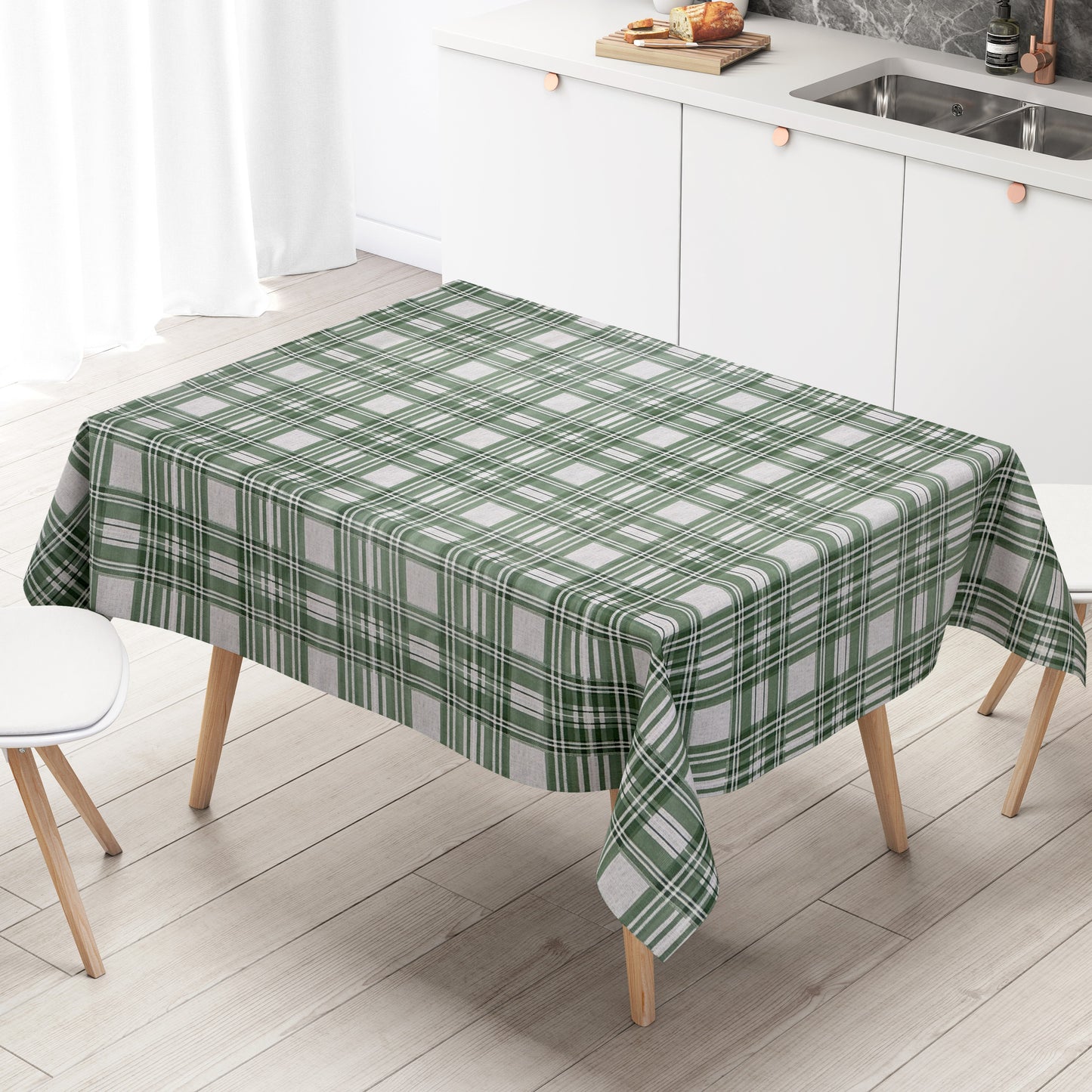 Wachstuch Tischdecke B5073-02 grün kariert Karo Landhaus eckig rund oval